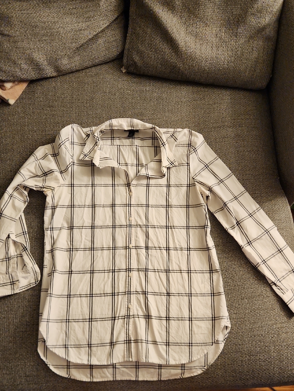 GAP White Shirt with Black Windowpane Plaid